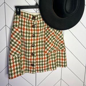 Plaid button up mini skirt